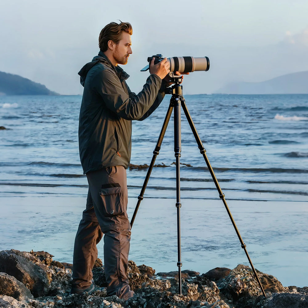 TreeRoot Carbon Fiber Small Tripod R140T, 4-Section Legs,Quick Lock Tripod Only-T00A4904